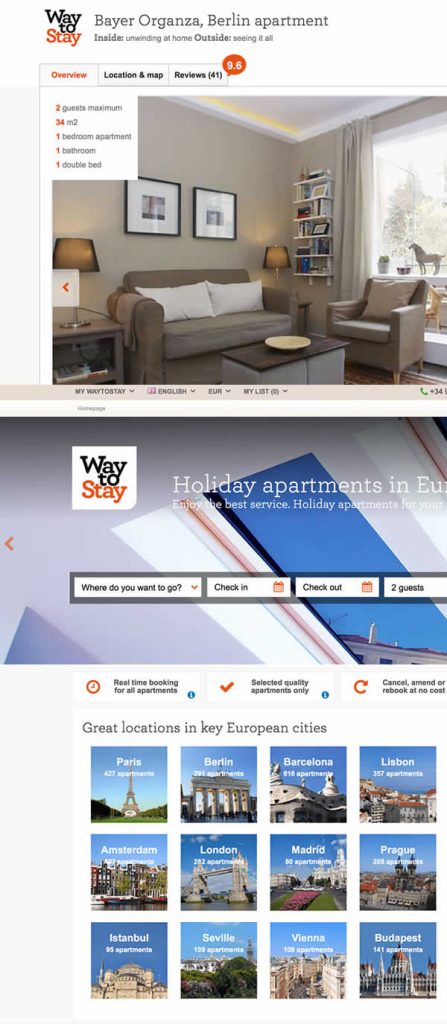 image of UI of Way To Stay website